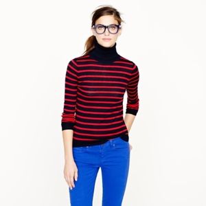 J. Crew Navy Red Stripe Merino Wool Sweater
